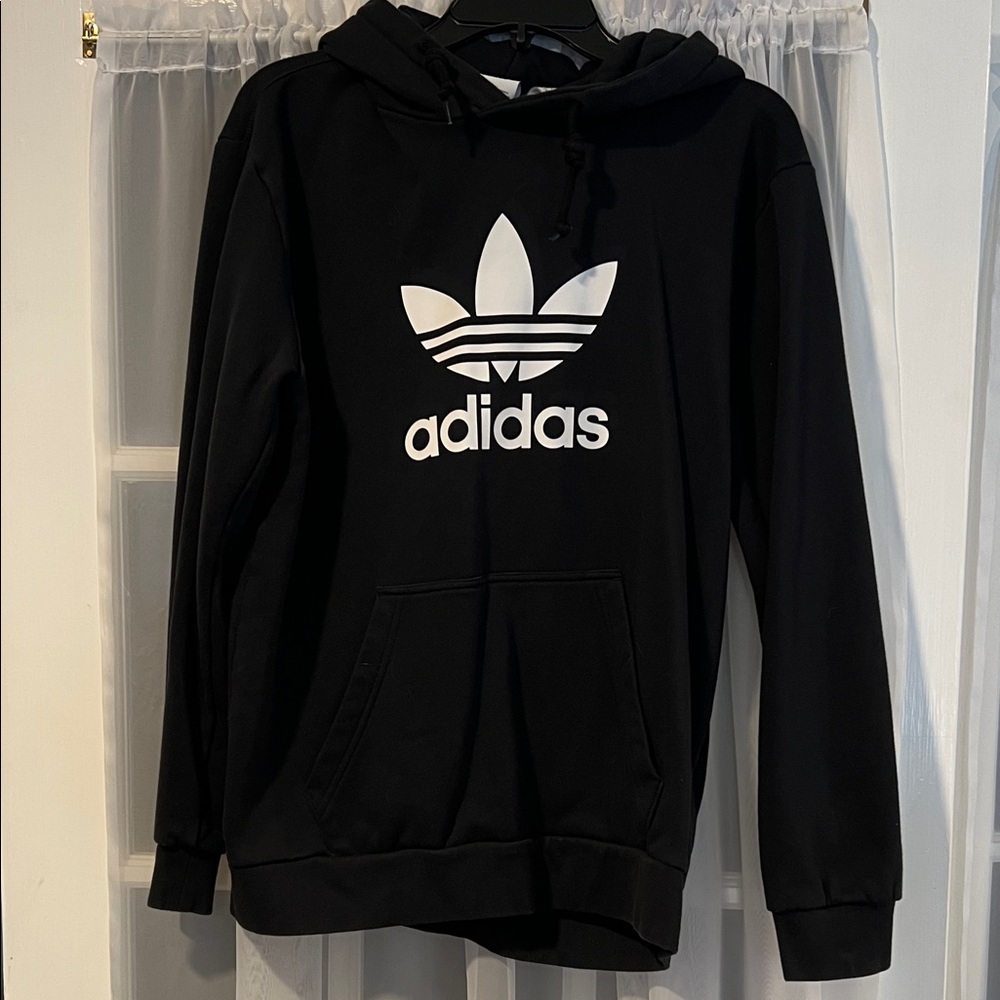 Adidas Black Hoodie with White Trefoil Logo